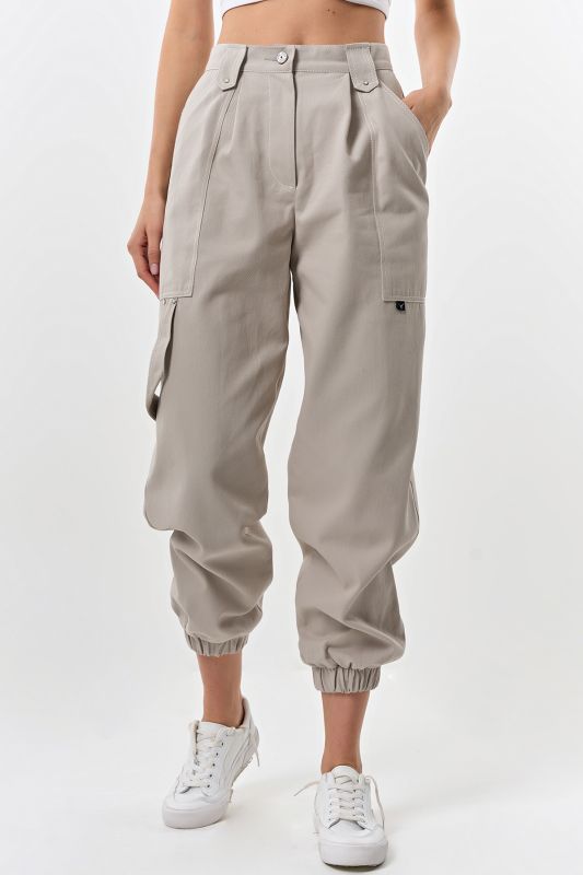 Light gray cotton cargo pants