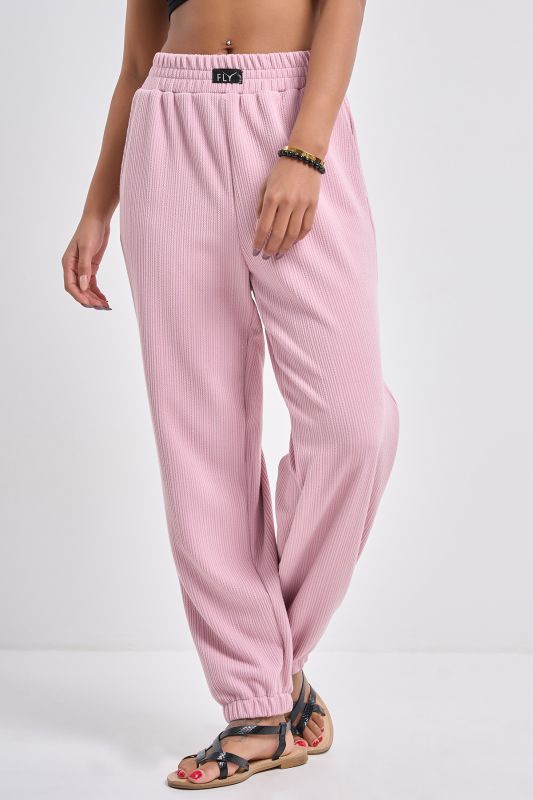 Textured knit pants dusty pink