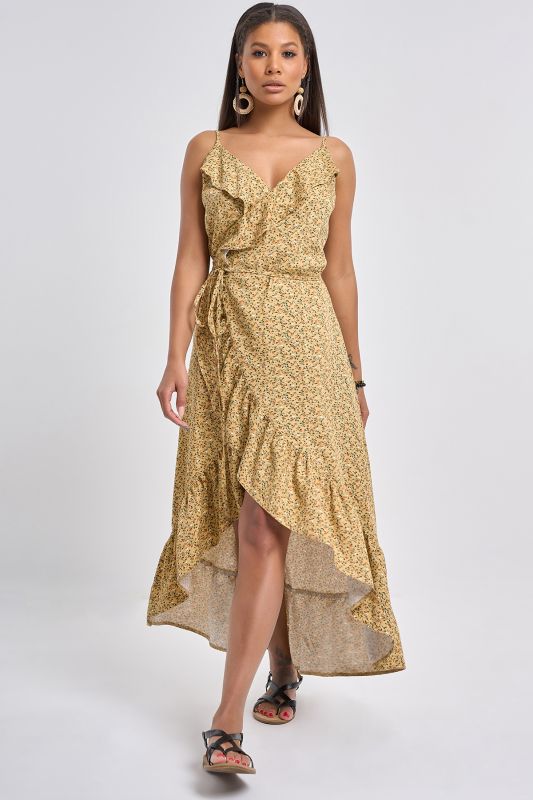 Sundress in small floral mustard