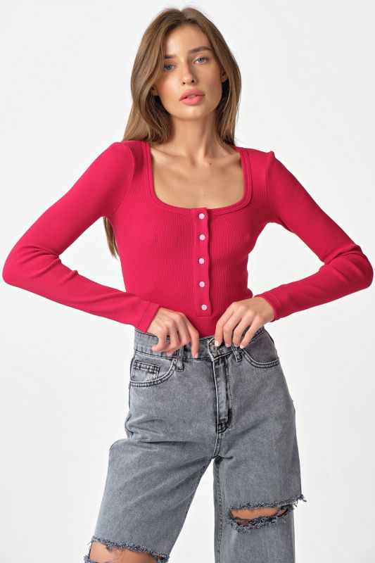 Long-sleeve knitted body with long sleeve raspberry