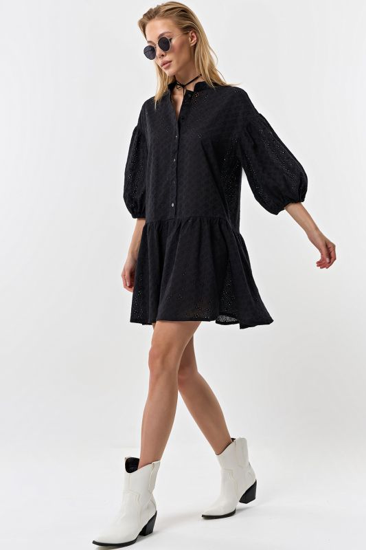 Cotton loose lace summer dress black