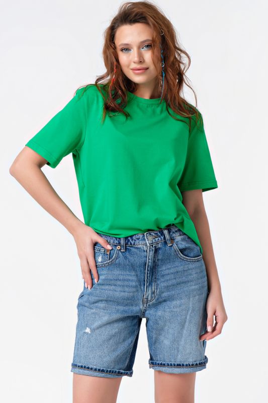 Basic jersey knitted cotton oversize T-shirt green