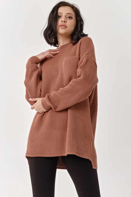 Textured knitted tunic in ash powder