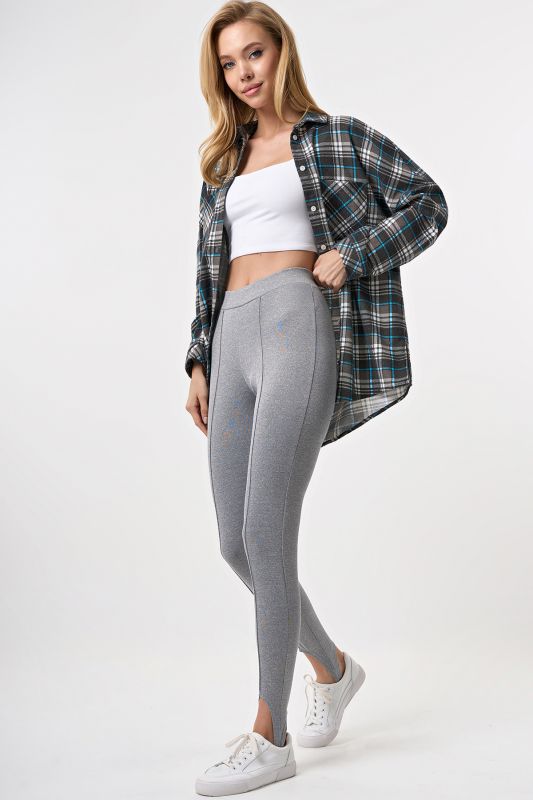 Knitted leggings with gray stripes