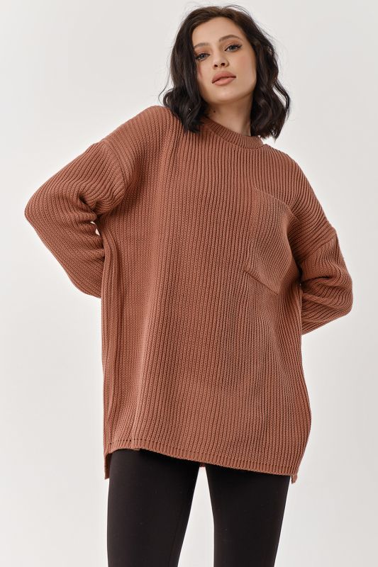 Textured knitted tunic in ash powder