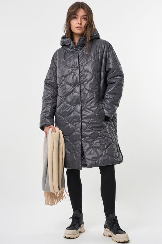 Hooded Quilted Coat Graphite