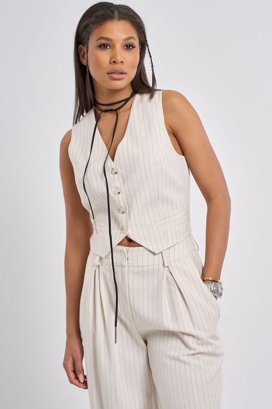 Milk striped suit vest