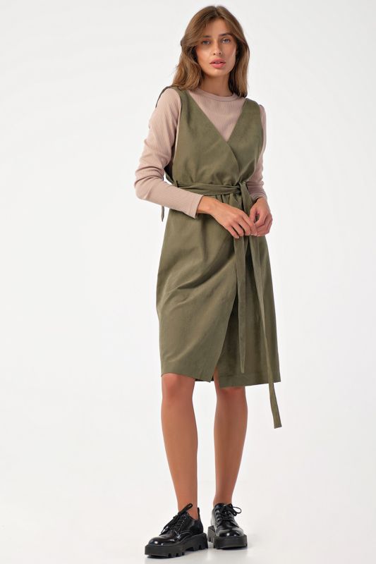 Khaki office flared sundress