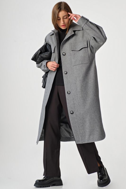 Long wool shirt coat gray