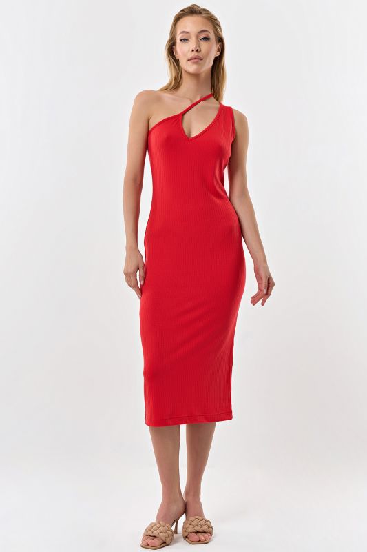 Red jersey fit-and-flare dress