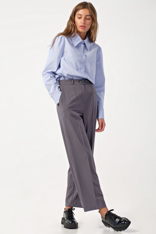 Classic pants shortened straight pants with arrows gray