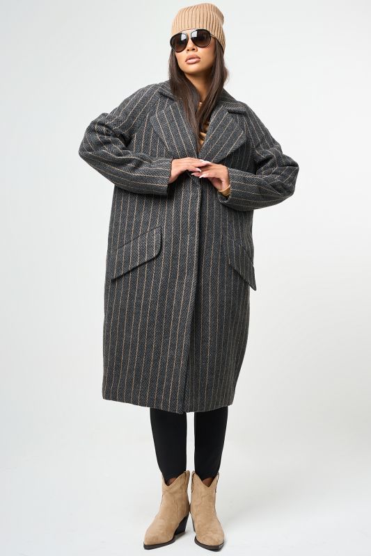 Long wool coat with insulated lining graphite