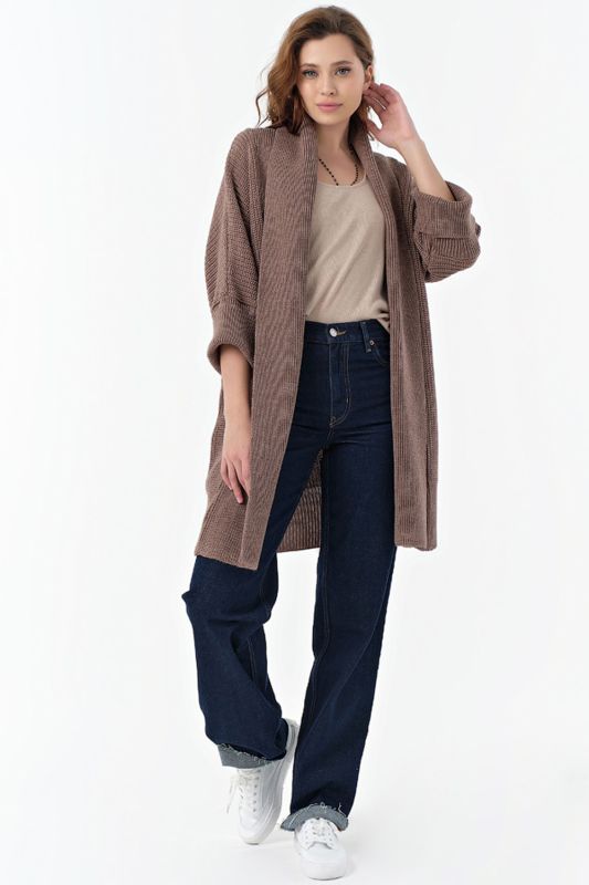 Cardigan knitted voluminous melange melange walnut