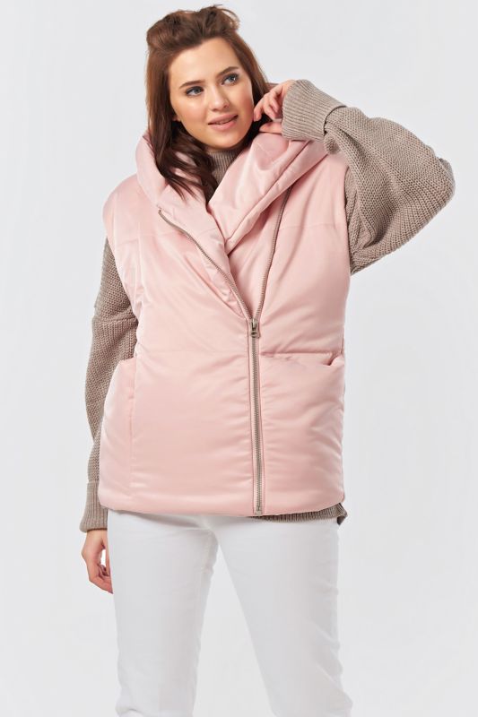 Zippered overcoat with hood in pink