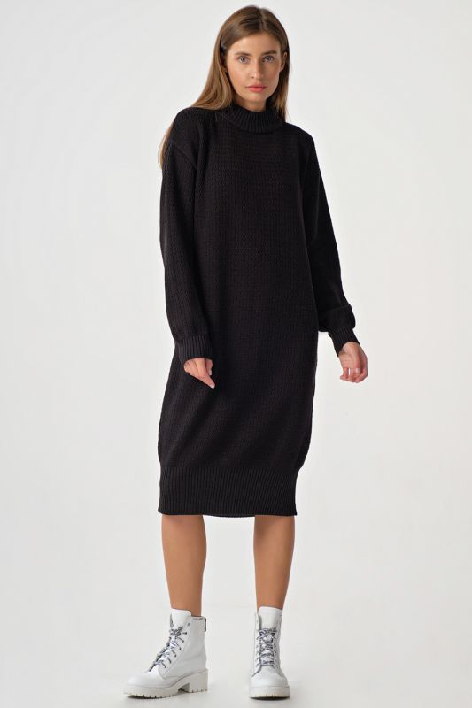 Black Melange Midi Oversize Sweater Dress