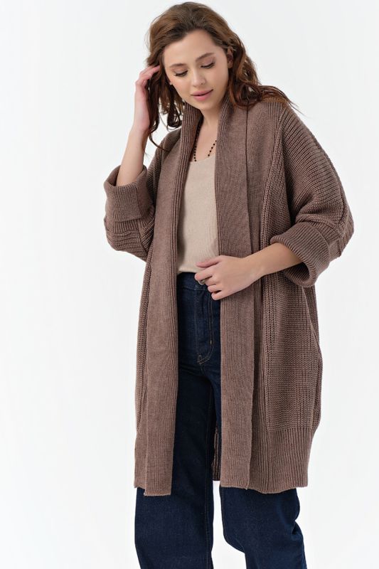 Cardigan knitted voluminous melange melange walnut